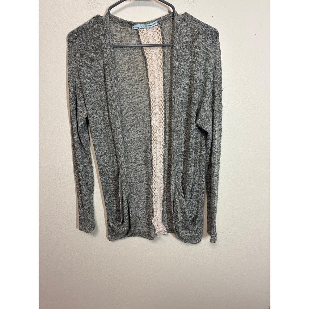 Maurices Knit Cardigan Sweater Boho Open Long Sleeve Green Gray Size Medium BD2